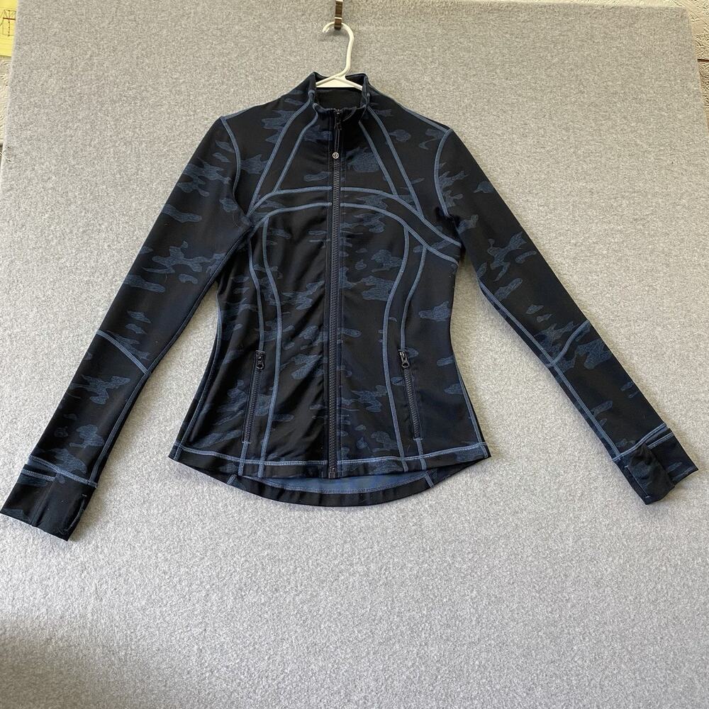 Lululemon Define Jacket Heathered Texture Lotus Camo Oil Slick Blue Size 8